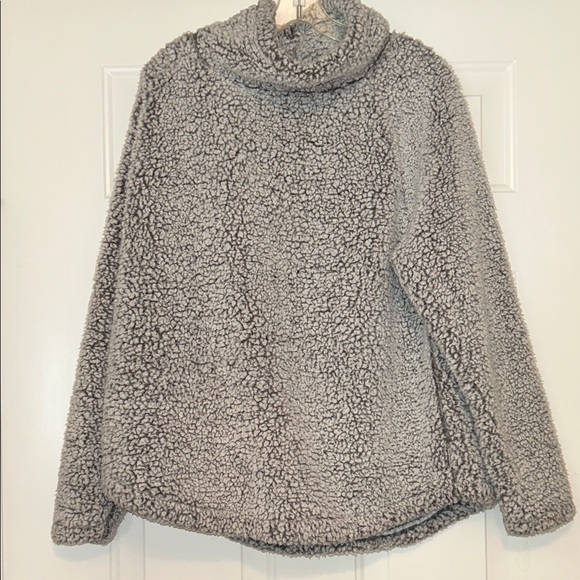 Eddie Bauer Women's Fireside Funnel Sweater Gray XL Cozy Sherpa Winter - Picture 1 of 8